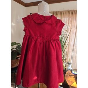 CRAZY 8 - Girls Red Fancy Party Dress Flowers Peter Pan Collar - Size 3